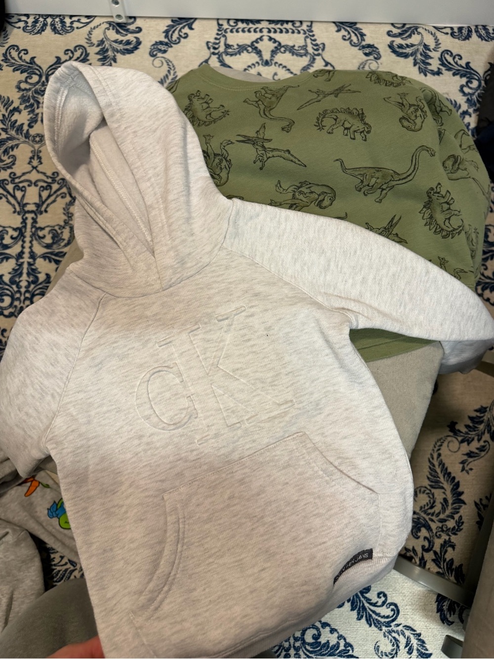 Calvin Klein Kids Heather Light Gray Hoodie with Subtle CK Emboss bundle of 2!
